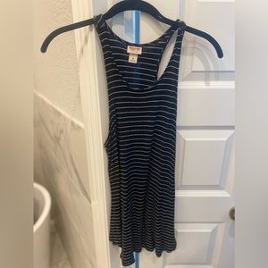 Black and White Ribbed Tank. Medium.
